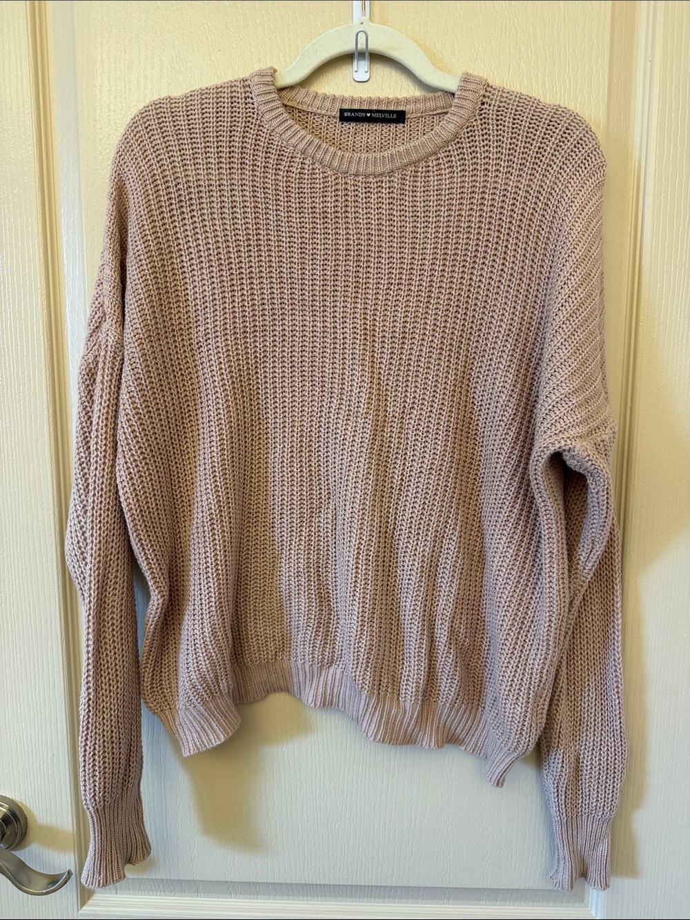 Brandy Melville Dusty Rose Cropped Crewneck Sweater